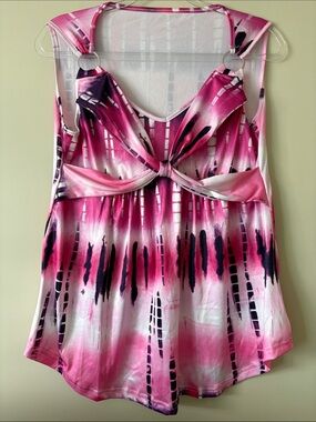 Women's Pink Tie-Dye SwimTank Top or cover up